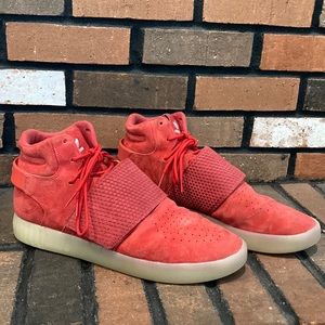Red Adidas Tubular Invader Strap Shoes Size 12